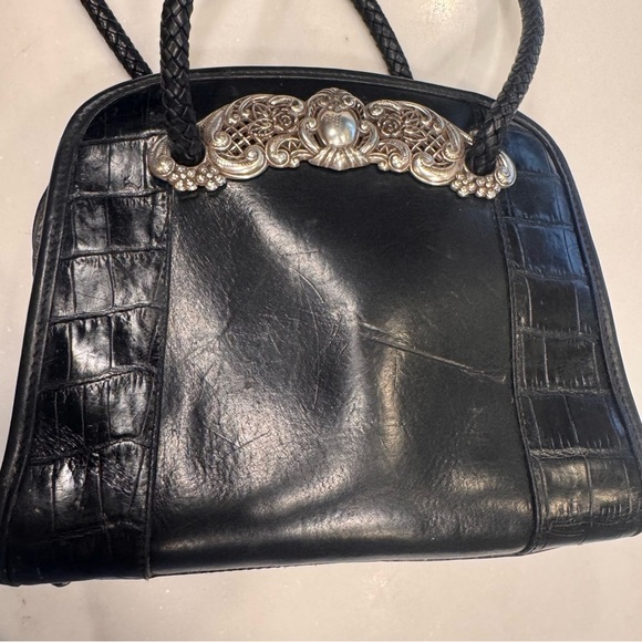 Brighton black leather croc embossed with silver embellishment braided straps - Picture 11 of 16